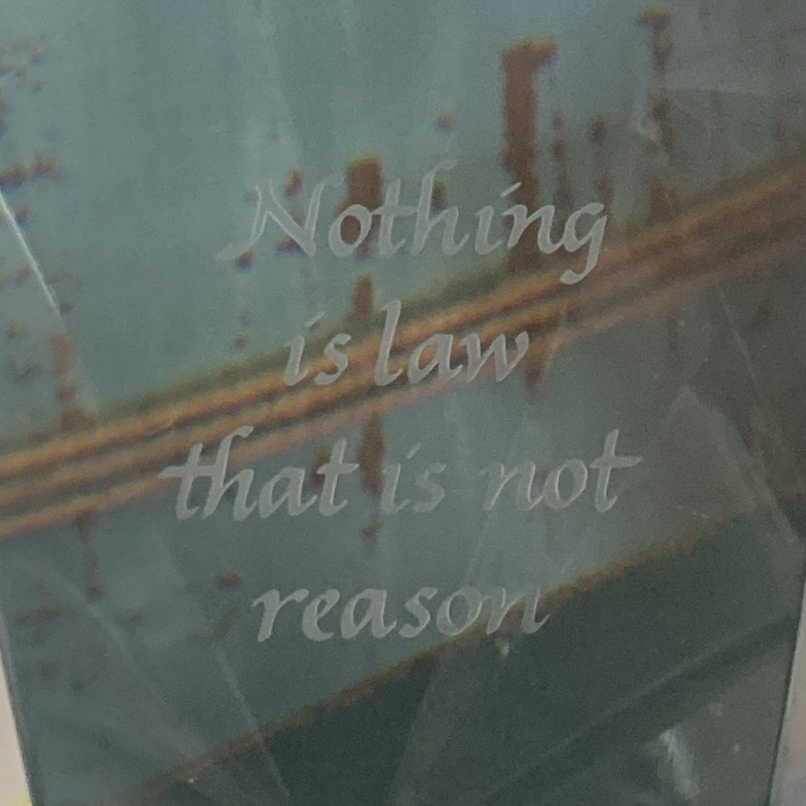 VTG Diamond Prism Paperweight Signed Stueben Nothing Is Law That Is Not Reason
