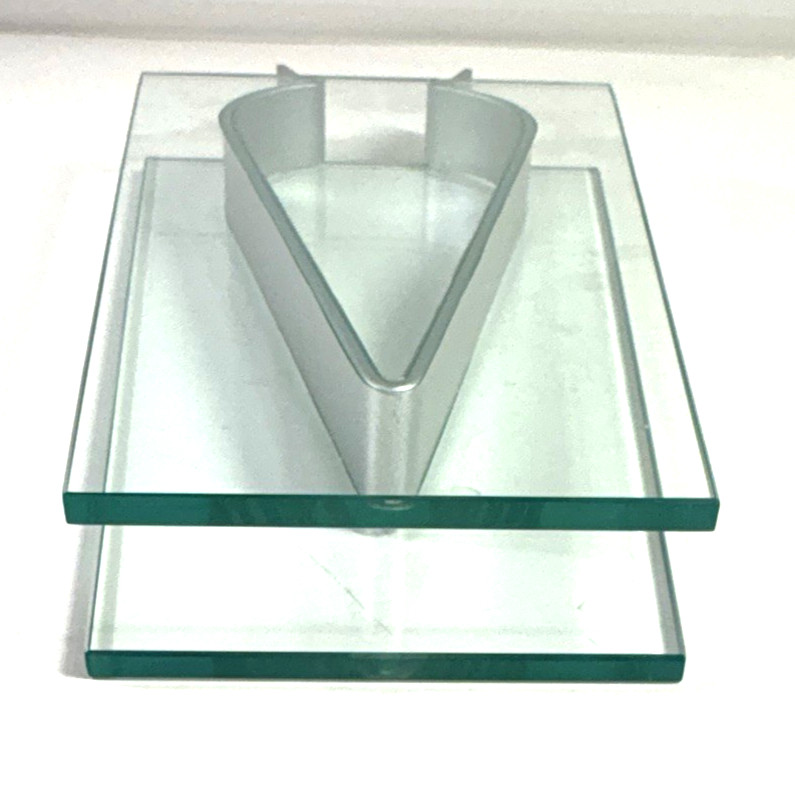 Contemporary Modern Ribbon Vase Clear Glass Aluminum Metal Peter Hewitt Style