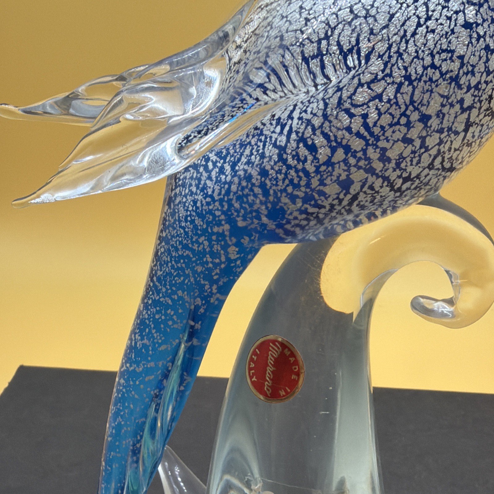 Vintage Handblown Murano Formia Blue Budgerigar MINT CONDITION! 10”!