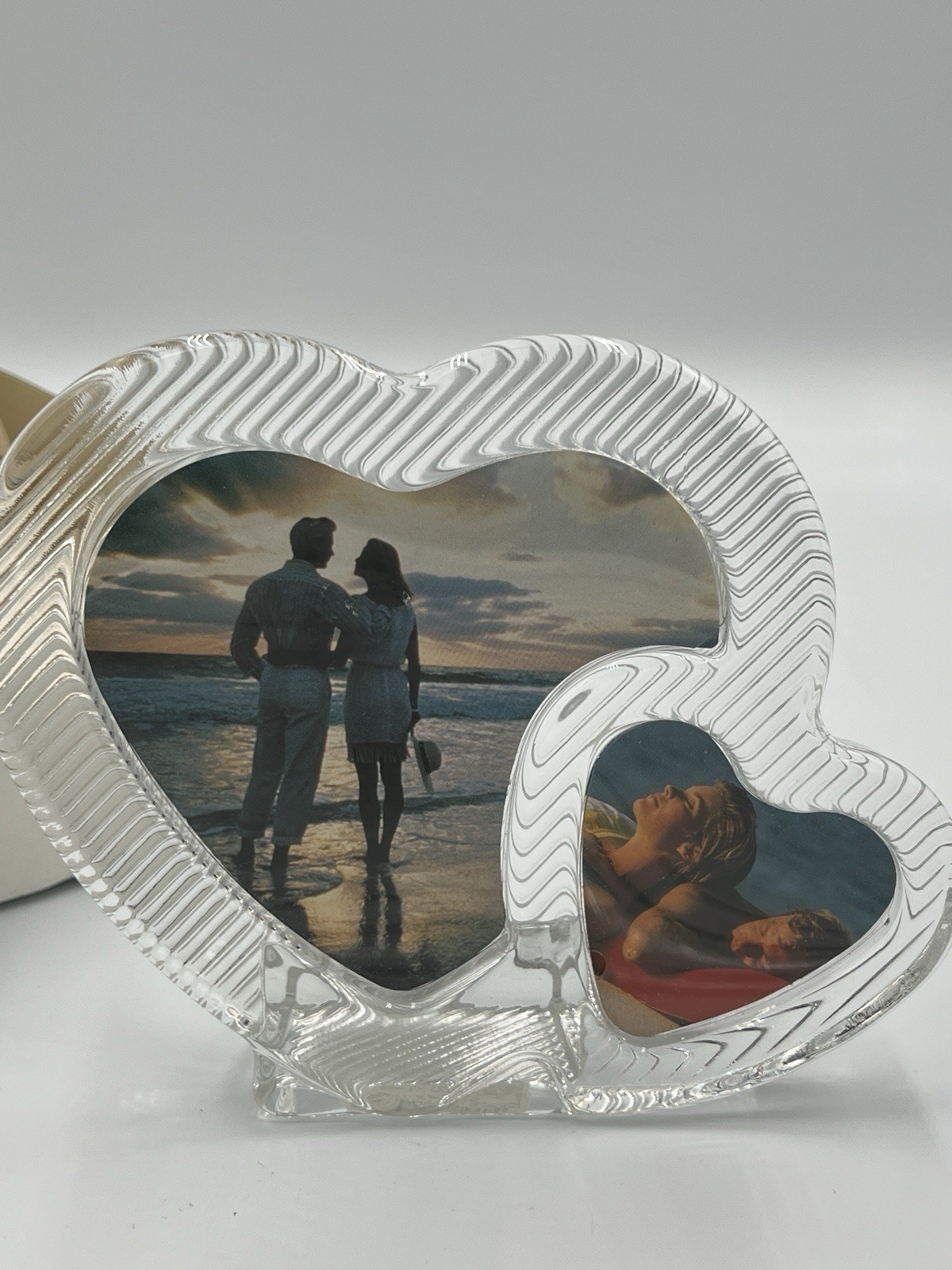 Mikasa Clear Double Heart Romantic Valentine Crystal Picture Frame NEW WITH BOX