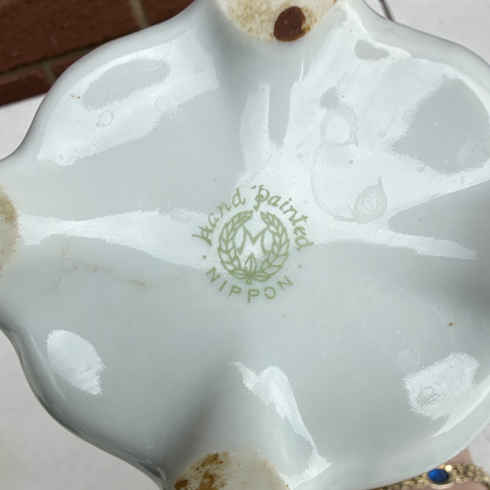 ANTIQUE NIPPON MORIMURA GREEN WREATH HP LAKE SCENE VASE GORGEOUS POPPIES GOLD 7”