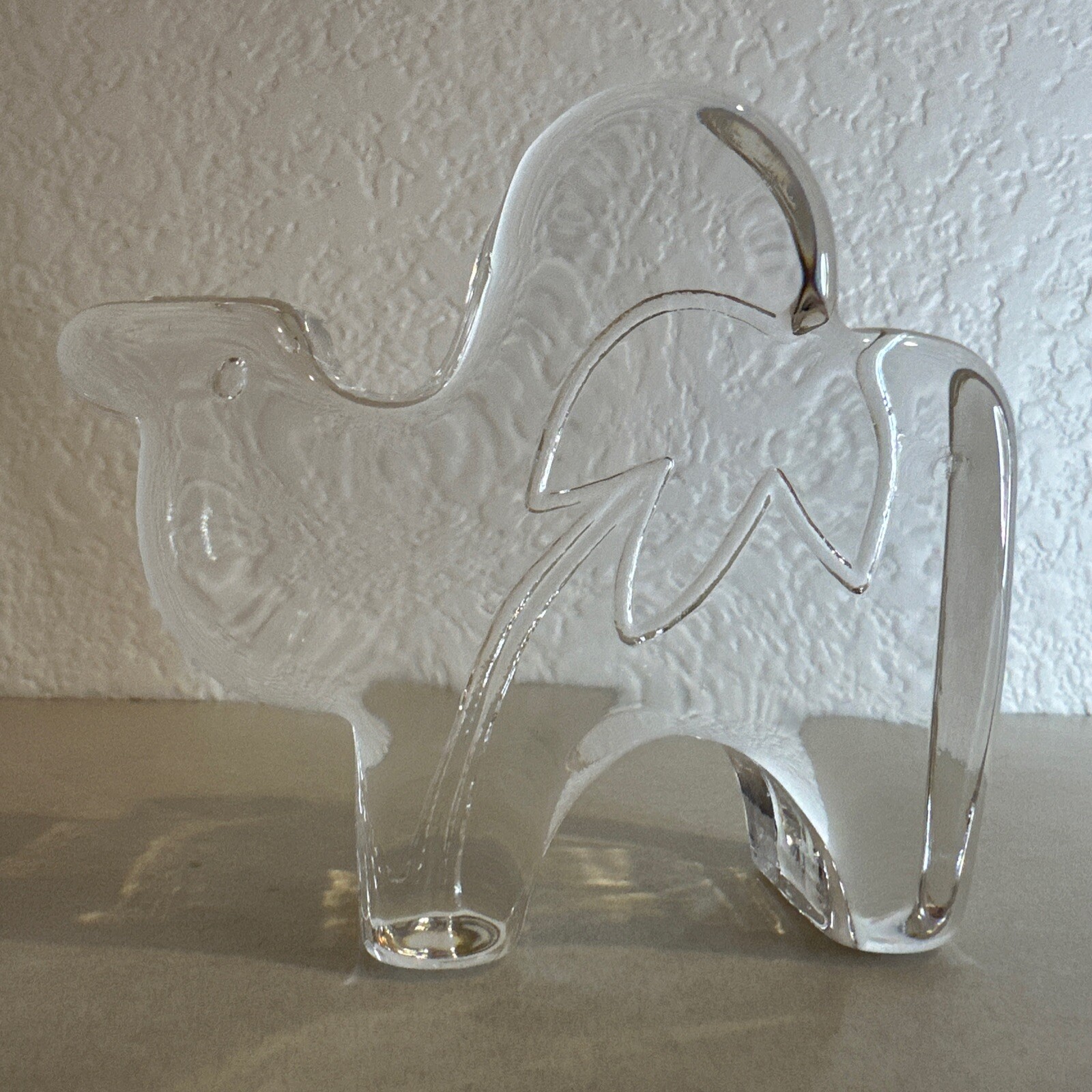Vintage KOSTA BODA Crystal Camel With Palm Tree Glass Figurine Zoo Animal Signed