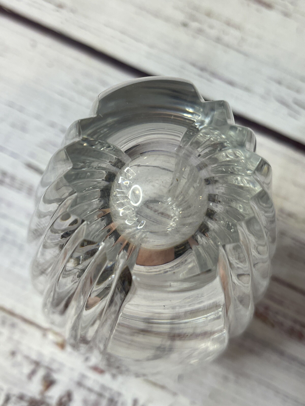 Heavy Cut Crystal 7-3/8″ Clear Floral Flower Bud Vase Unmarked Geometric