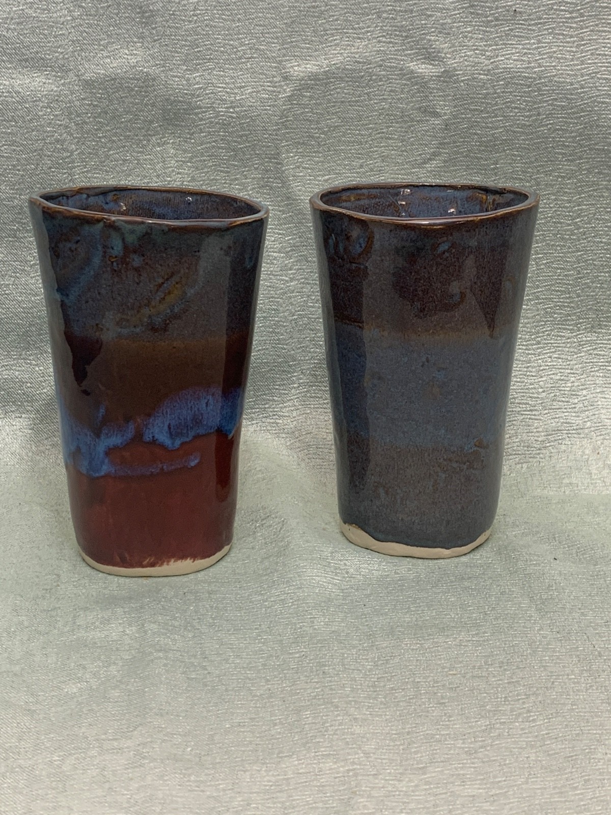 Pottery tumblers, glazed 5 1/2 inches tall handmade artist signed