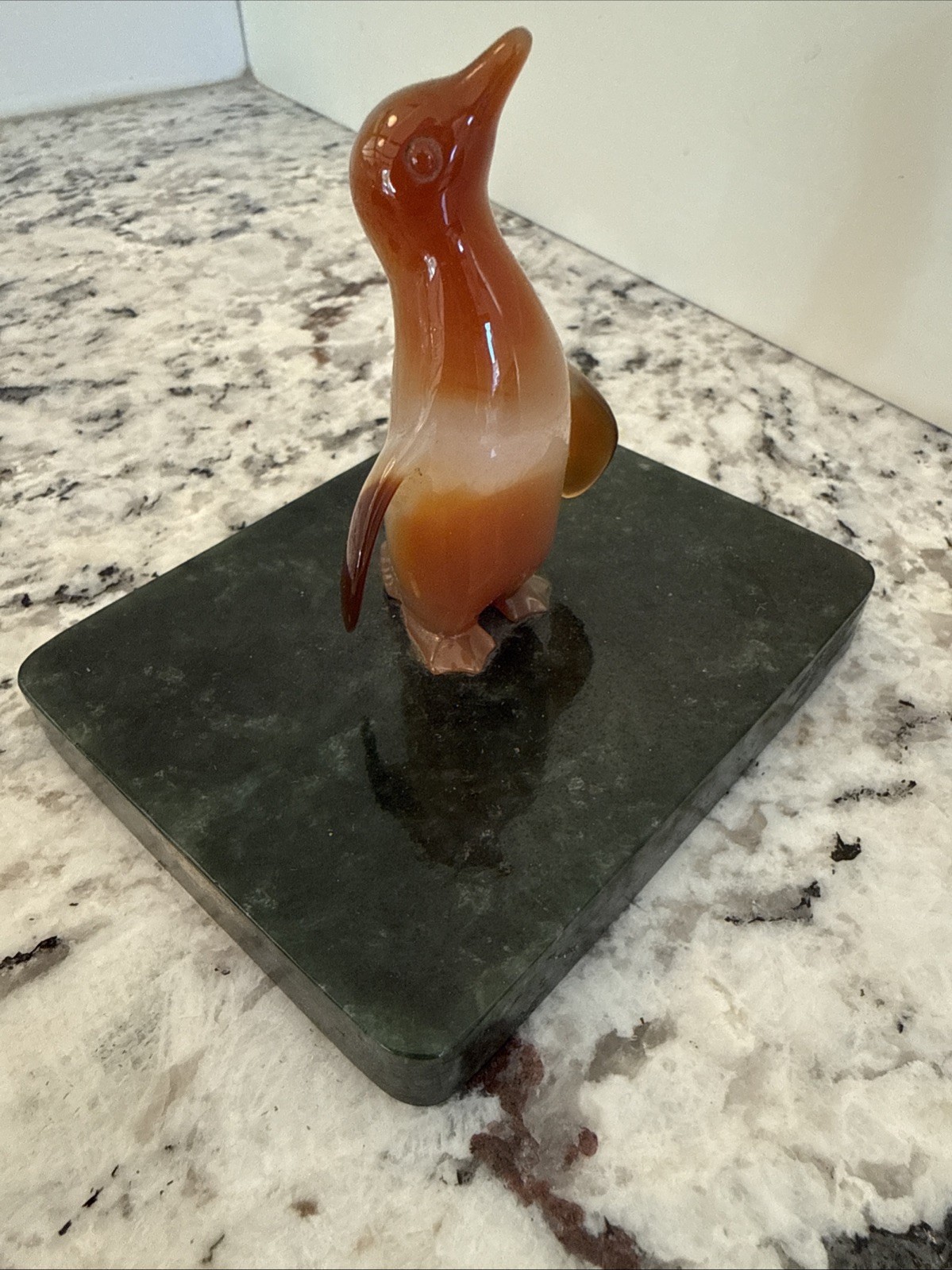 Edward Farmer Attrib Nephrite Jade Box Carnelian Penguin Art Deco NY c.1920