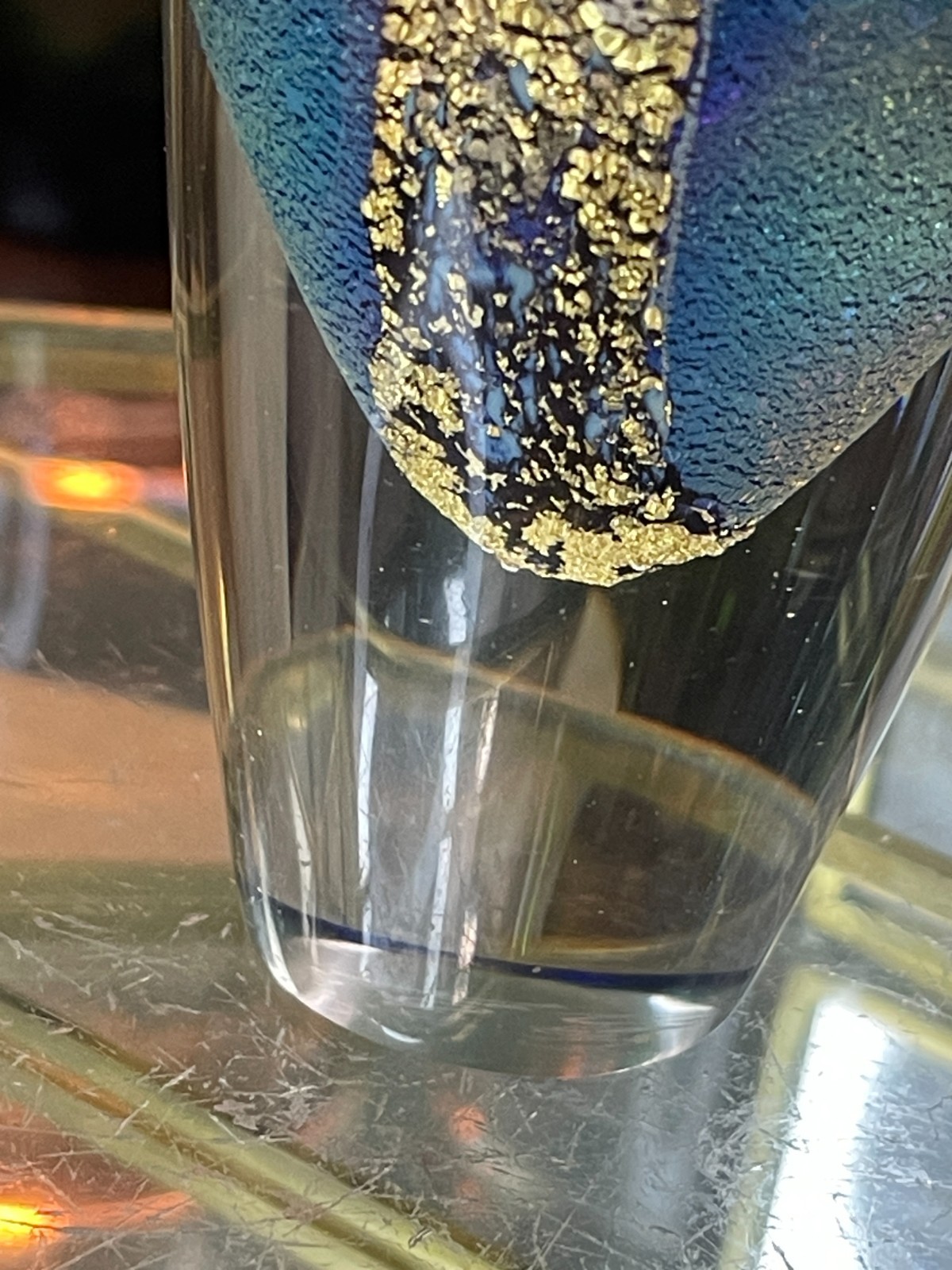Eickholt Glass Perfume Bottle Paperweight Art Glass Gold Leaf Signed 2004 Earth