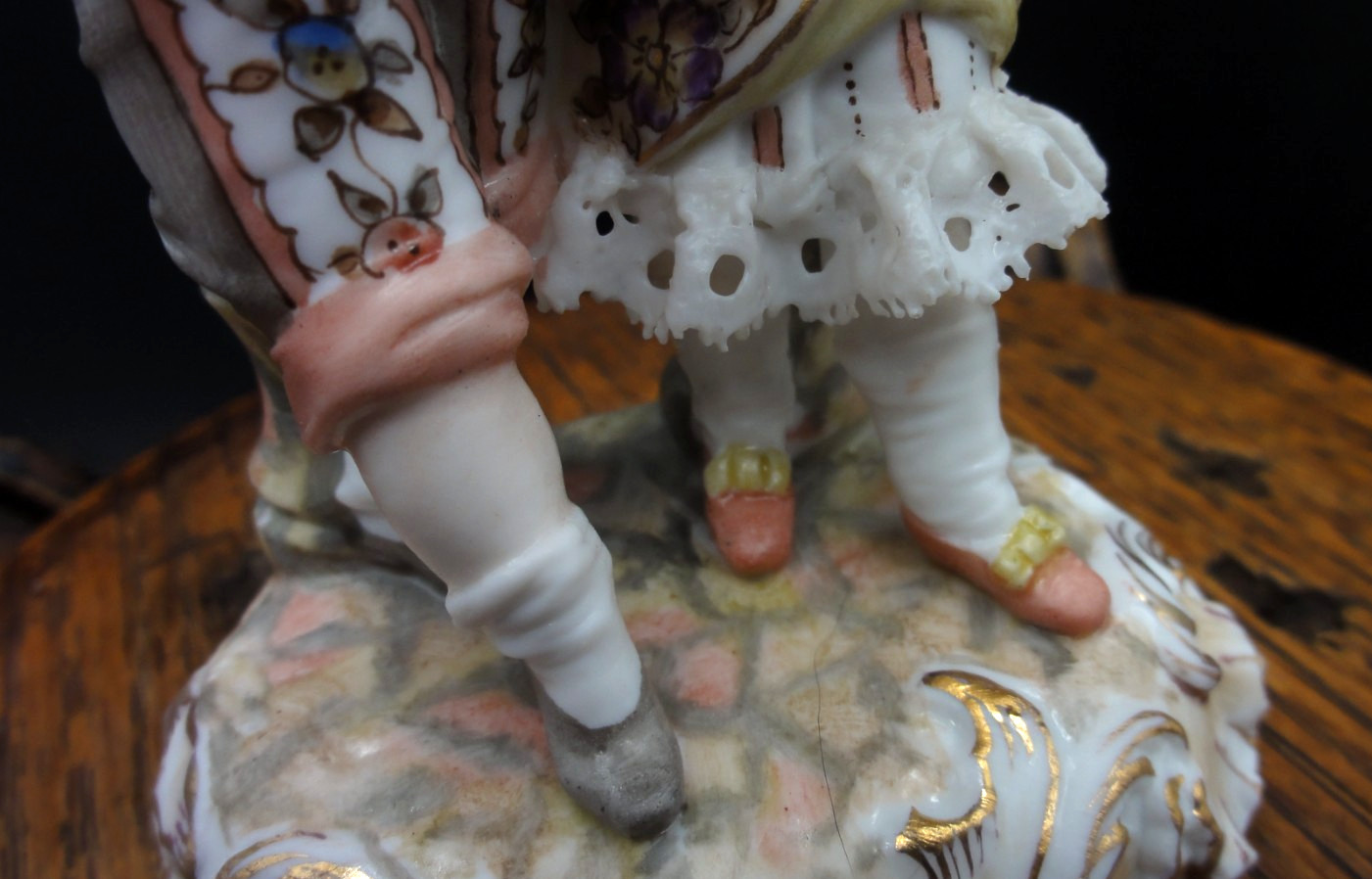 Meissen Figure Group Late 19thC Antique Hand Painted & Lace German Porcelain