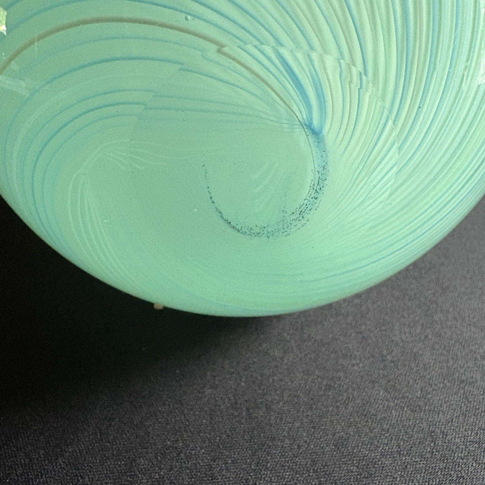 Vintage MCM Danish DANSK MEZZA FILIGRANA Swirl Art Glass Jade Green Vase 5 inch
