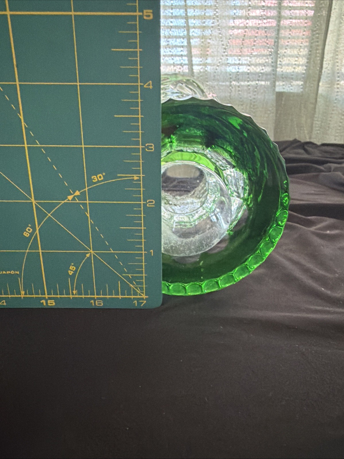 Vintage 11.5” Lausitzer Emerald Green Cut To Clear Crystal Vase See Photos