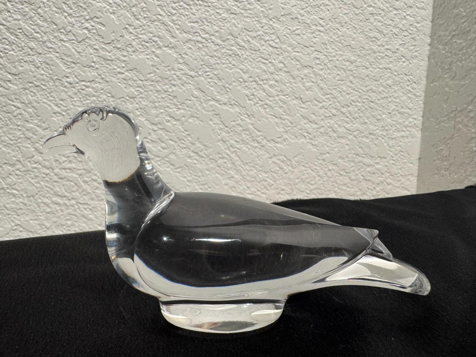 Baccarat Crystal Turtle Dove Signed France Clear Art Glass Paperweight 5″ Signed