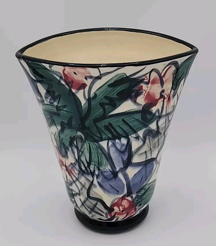 Flower Vase Hand Painted Signed
