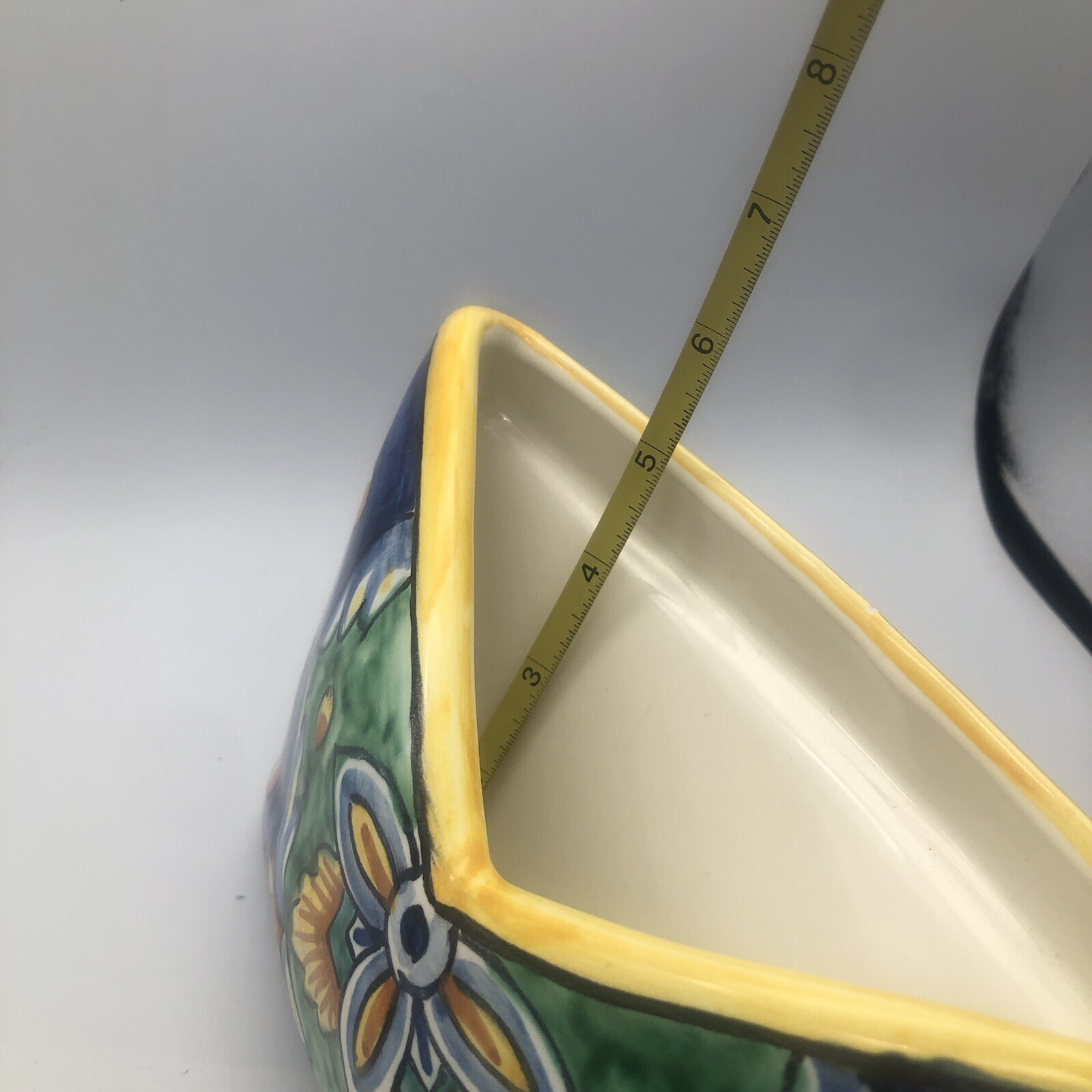 Italian Hand Painted Pocket Planter Basin Art Pottery Amalfi Italy Free Standing