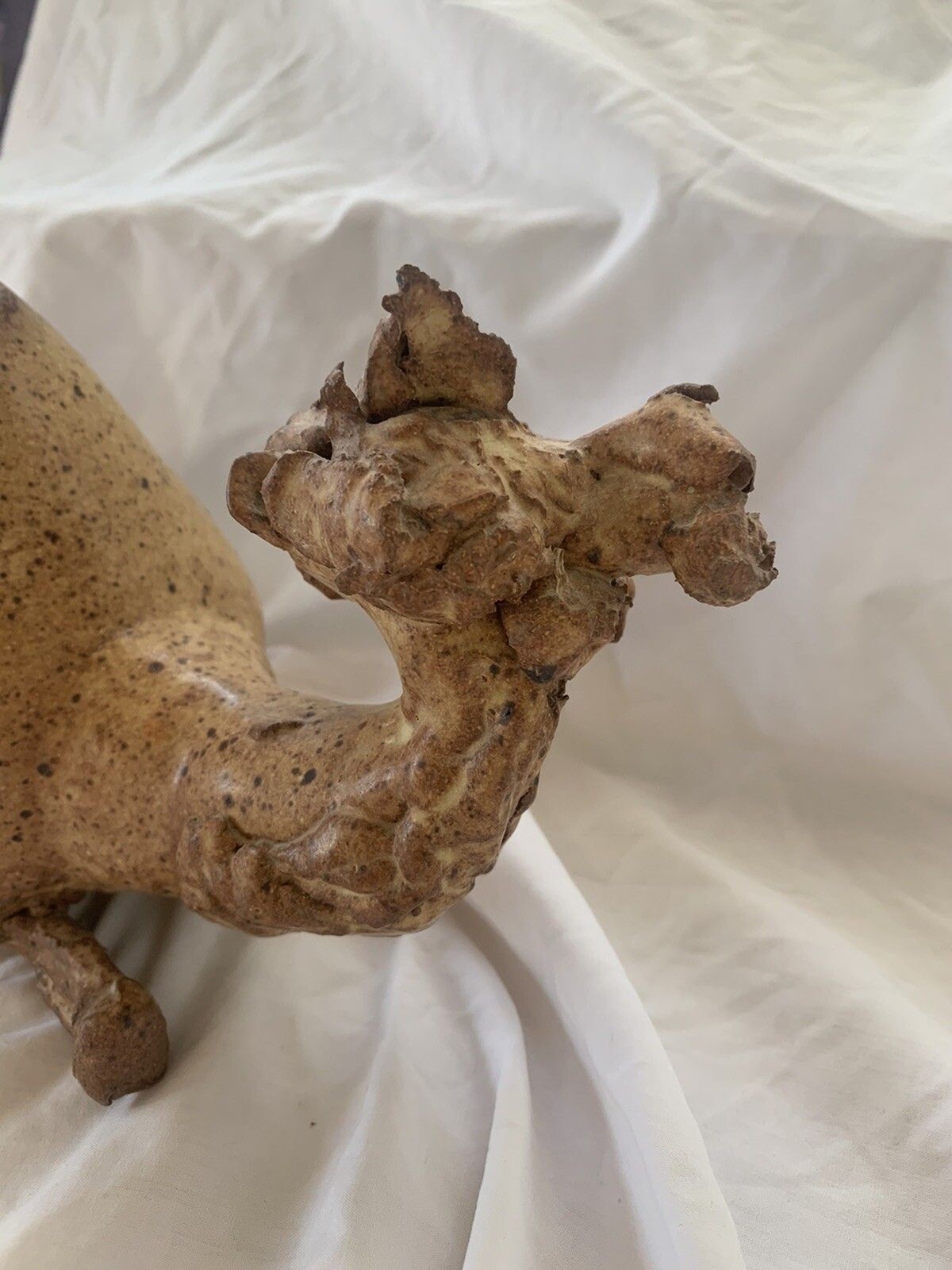 VTG Handmade Camel Sculpture Art Pottery Large Heavy Rustic Primitive 9.5”