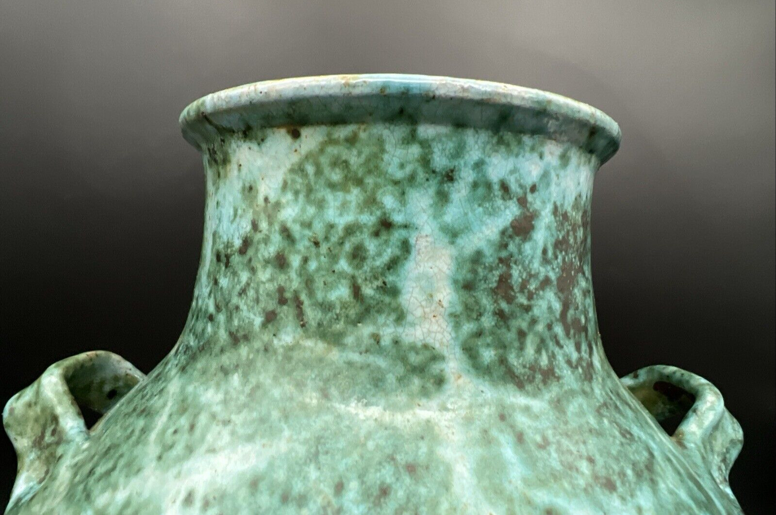 Early Ben Owen III NC Pottery Chinese Blue 10 1/4″ Han Vase -Signed 1989