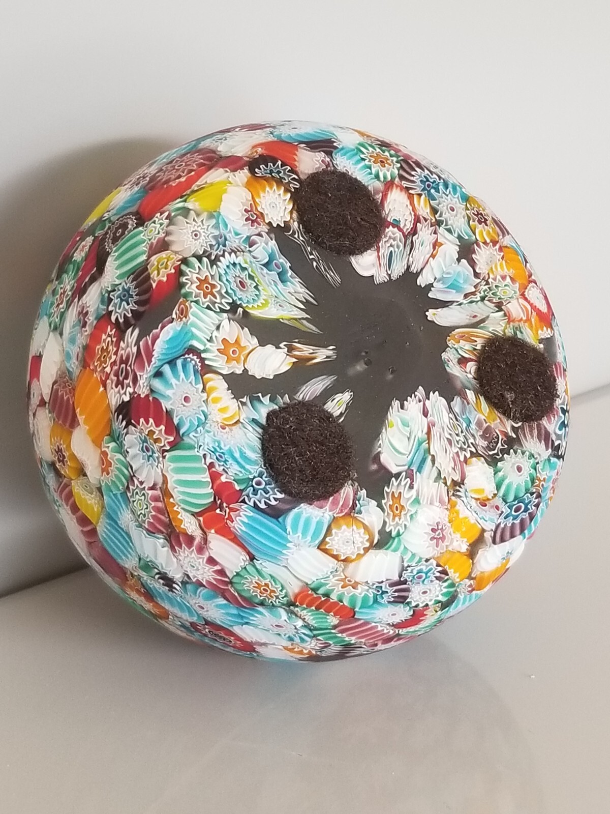 Murano Venetian Glass Millefiori Paperweight Murrines Matte Finish 3 1/4″ Toso?