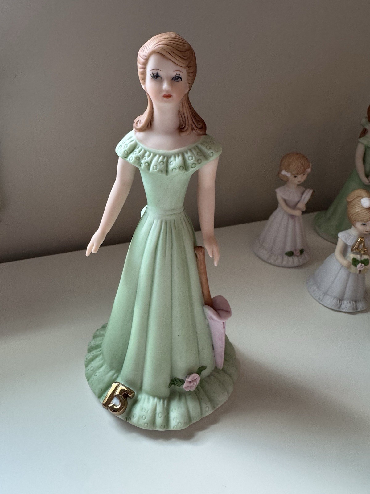 Vintage Enesco Growing Up Birthday Girl Age 15 Figurine 1982 Brunette