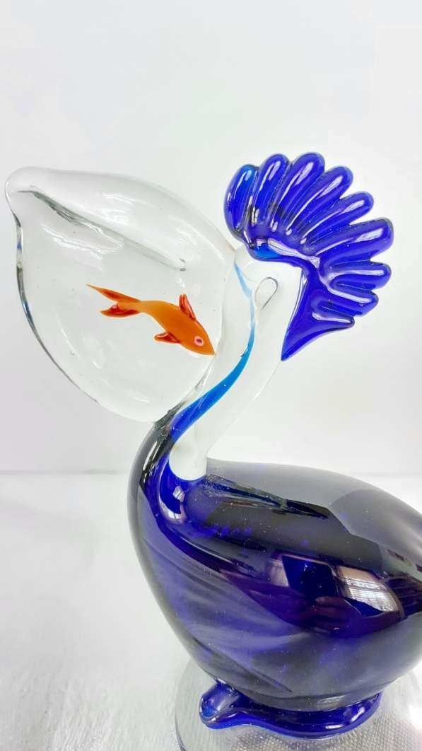 Vtg Penco Hand Blown Art Glass Pelican Figurine Paperweight Murano-Style