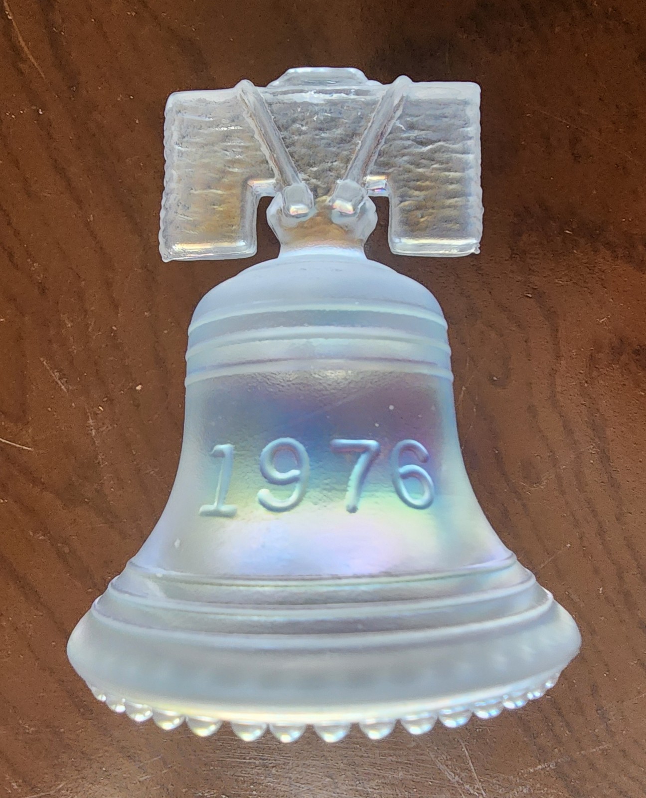 USA Americana 1776 Liberty Bell Figure By Joe St. Clair Carnival Glass 3″