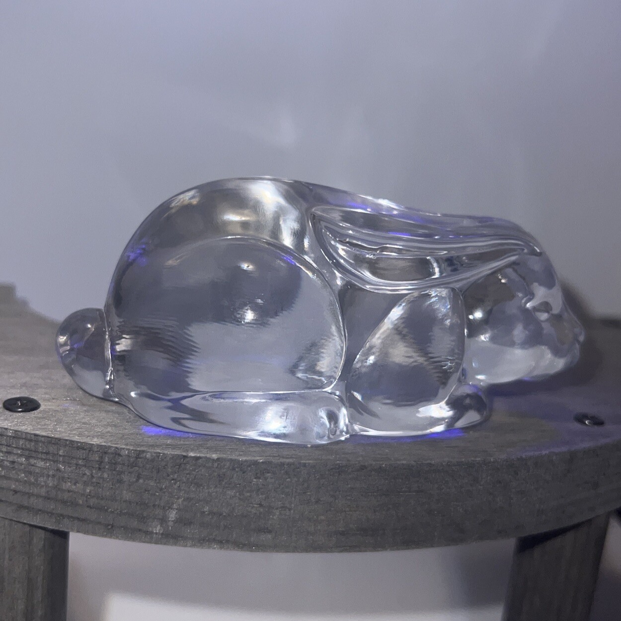 EASTER BUNNY RABBIT Paperweight FIGURINE Clear Glass