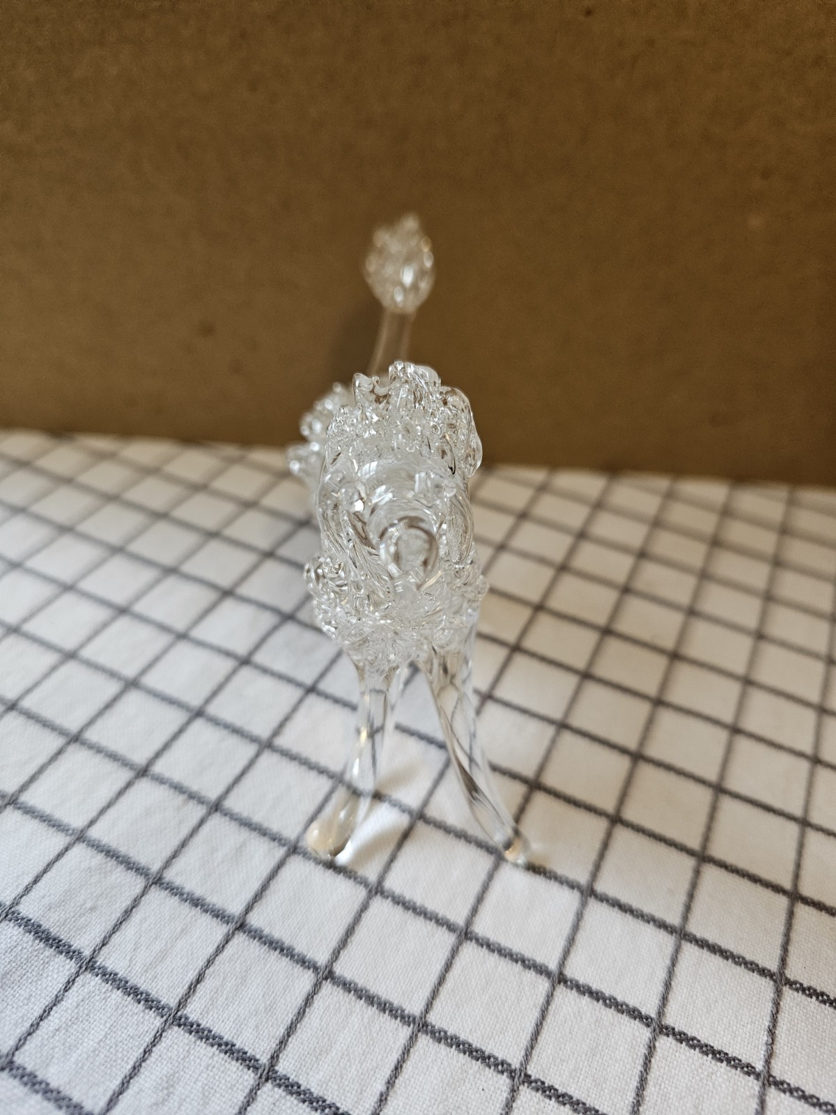 Crystal Blown Glass French Poodle Dog Figurine 4″ Long 2.75″ Tall