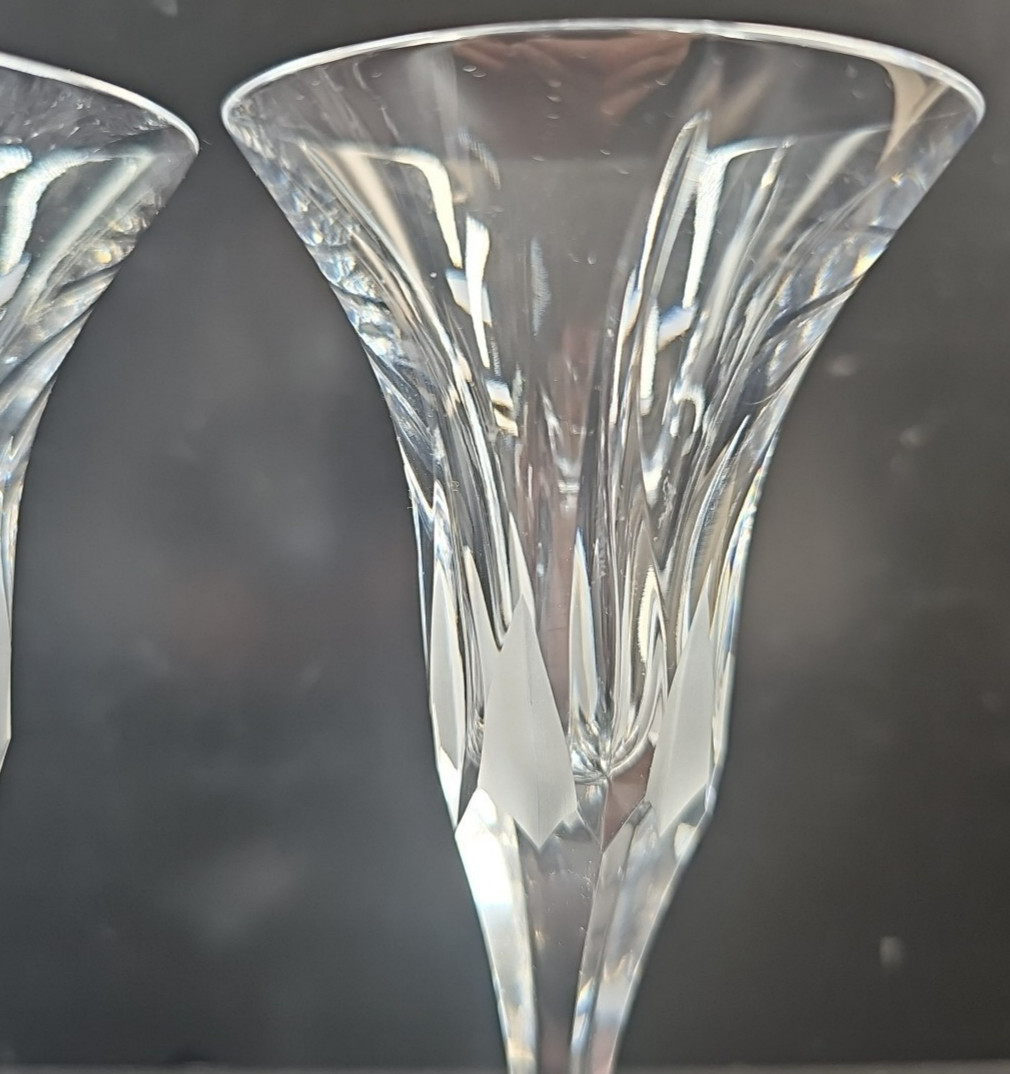 2 Mikasa Flame D’Amore Candleholders Set Elegant Crystal Cut Frosted Floral Lot
