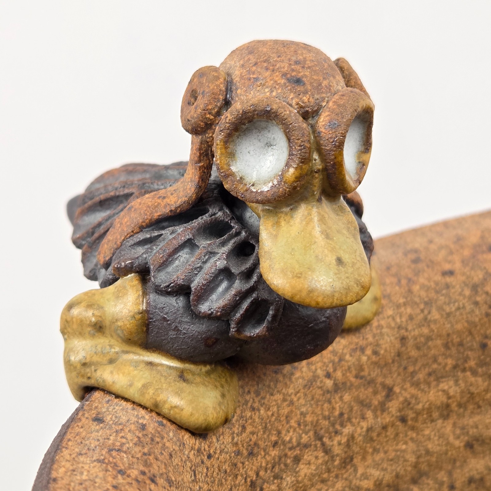 Roger Davis Aviator Duck Vase Studio Pottery 1993 Art Ceramic Crash Landing 7.5″