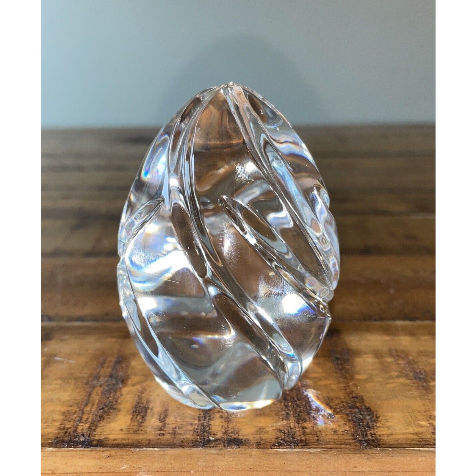 Solid Crystal Egg w/ Swirls Paperweight 3.25 in Weight Is 1 Pound. Beautiful!