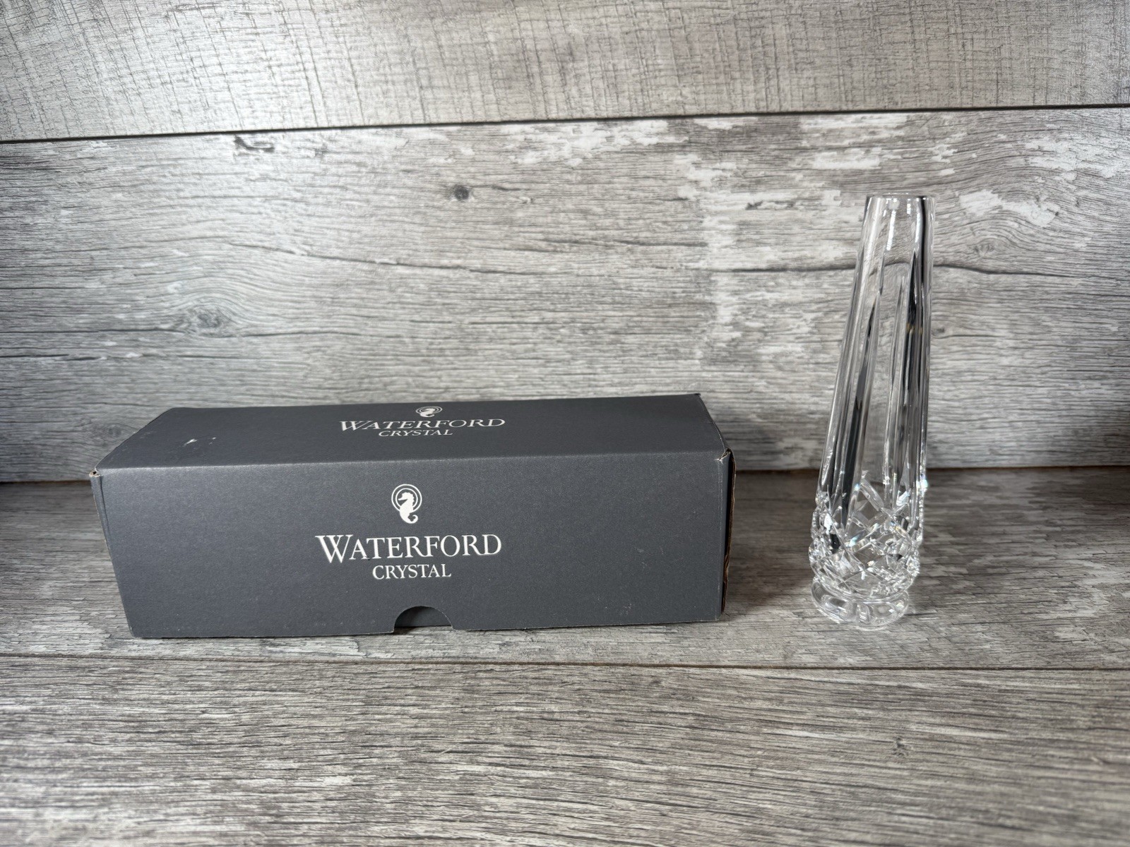 Waterford Crystal Bud Vase 7 Inch Wedge Diamond Cut Ireland Mint