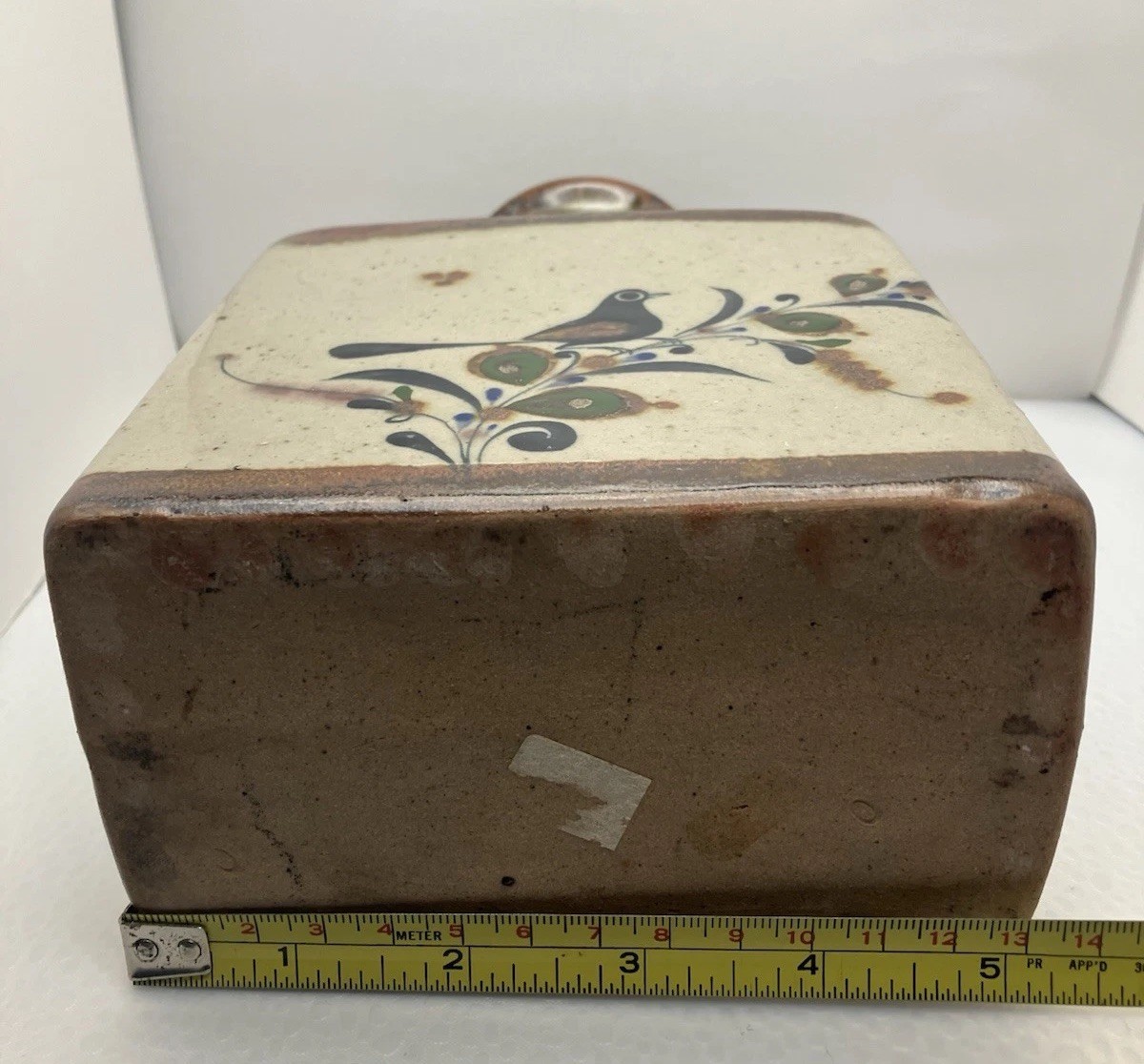 Vintage Tonala Mexican Art Pottery Rectangular Vase 7.5 Inches Jorge Wilmot