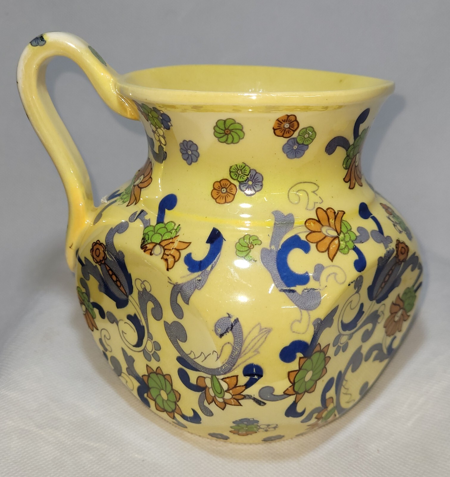 Art Deco Four Sided Floral Yellow/Lusterware Pitcher/Jug/ Made In Czechoslova