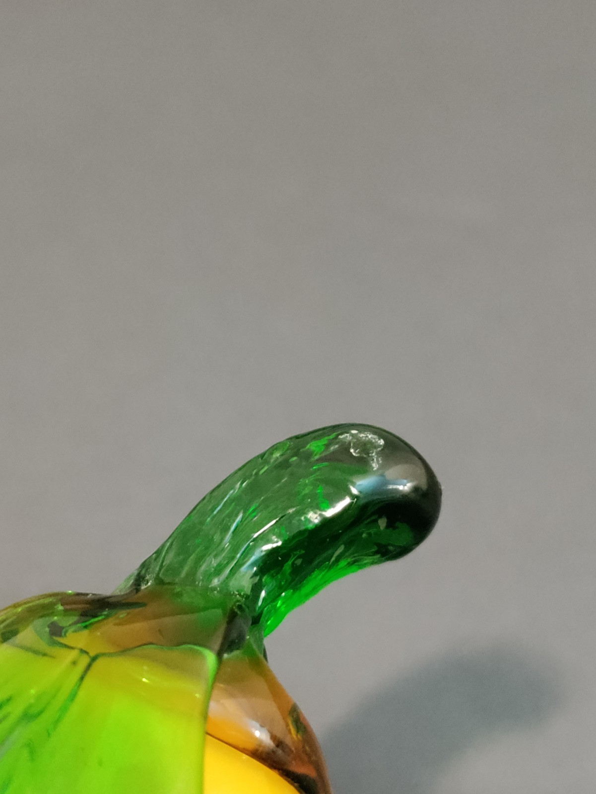 Hand Blown Glass Pear Figurine Paperweight Fruit Yellow Orange 4.5″