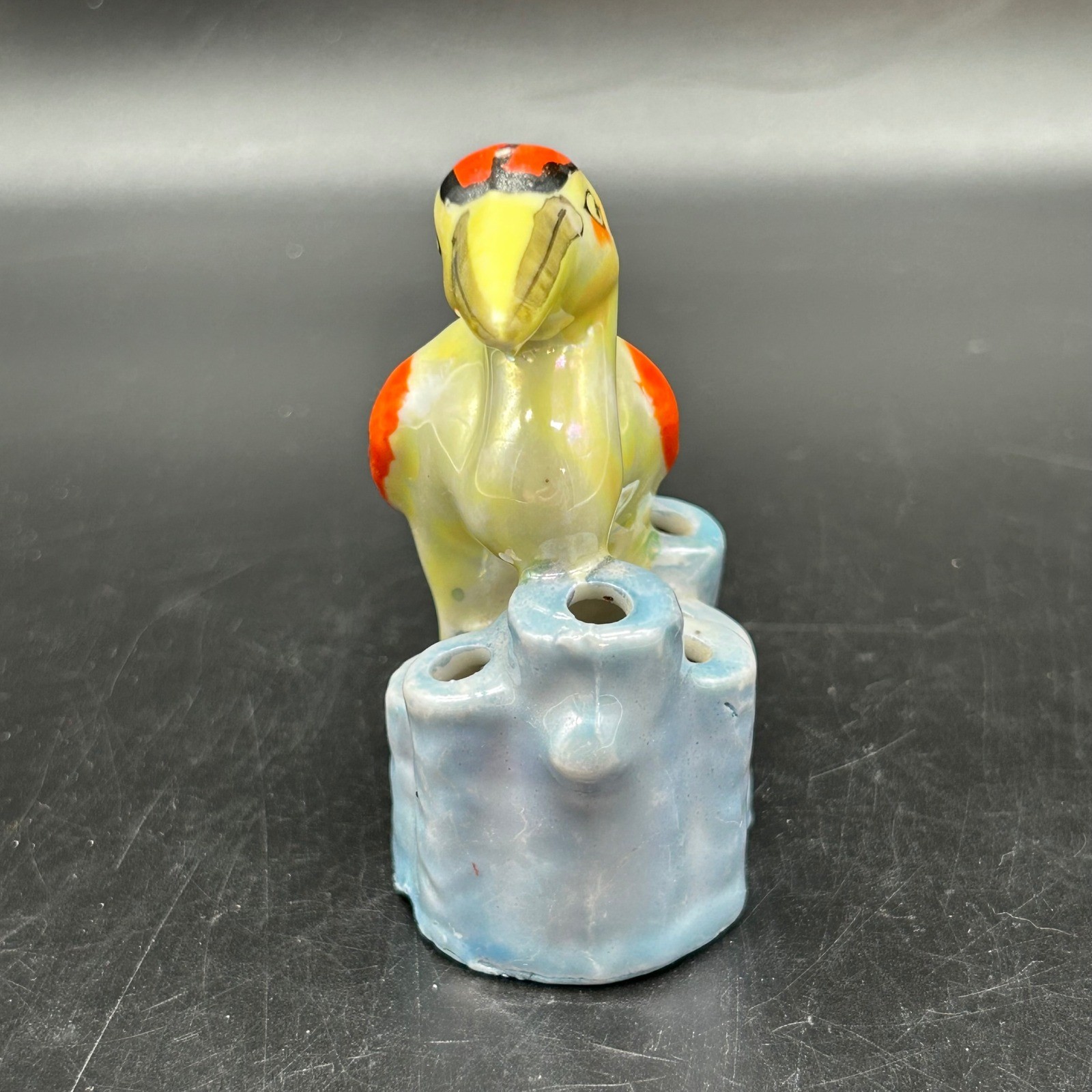 Vtg Lusterware Bird Flower Frog Set Japan Pelican Parrot Ceramic Figurines