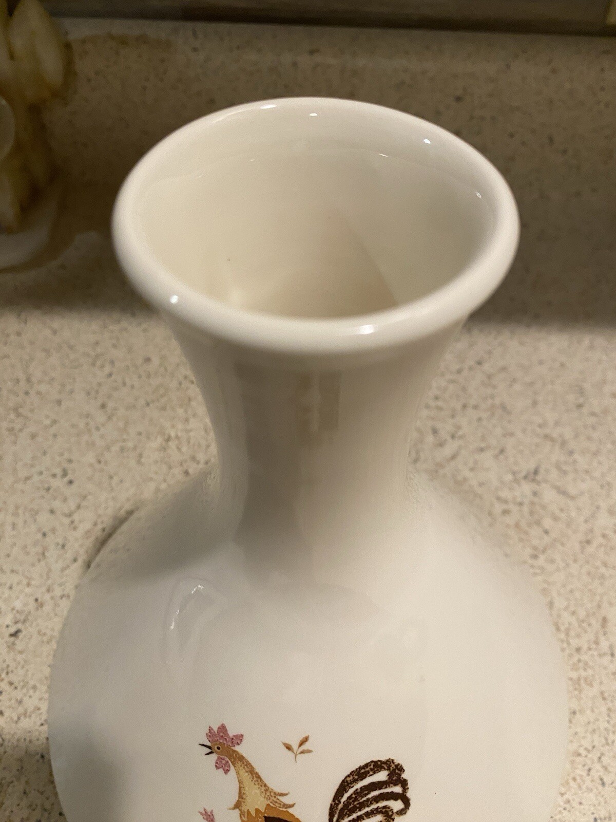 Vtg Taylor Smith & Taylor Ever Yours Break-O-Day Coffee Carafe Vase 9.5″ Rooster