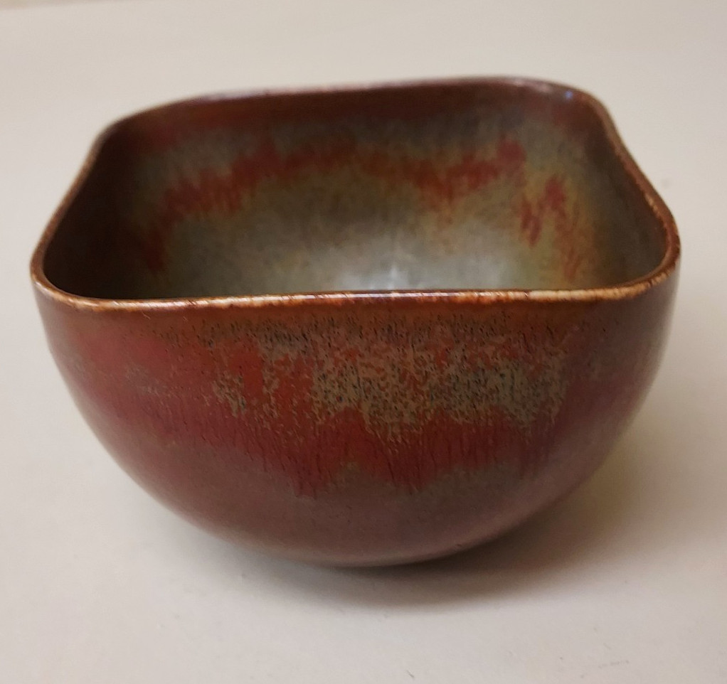 Rare Saxbo 113 Danish Denmark Pottery, 4 Sided Mid Century – Redish Brown Bowl
