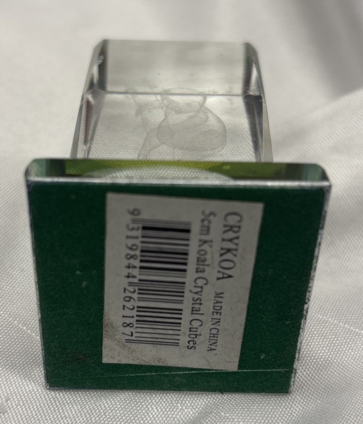 3D Laser Engraved Crystal Koala Cube Glass Crykoa 5cm Koala Crystal Cubes