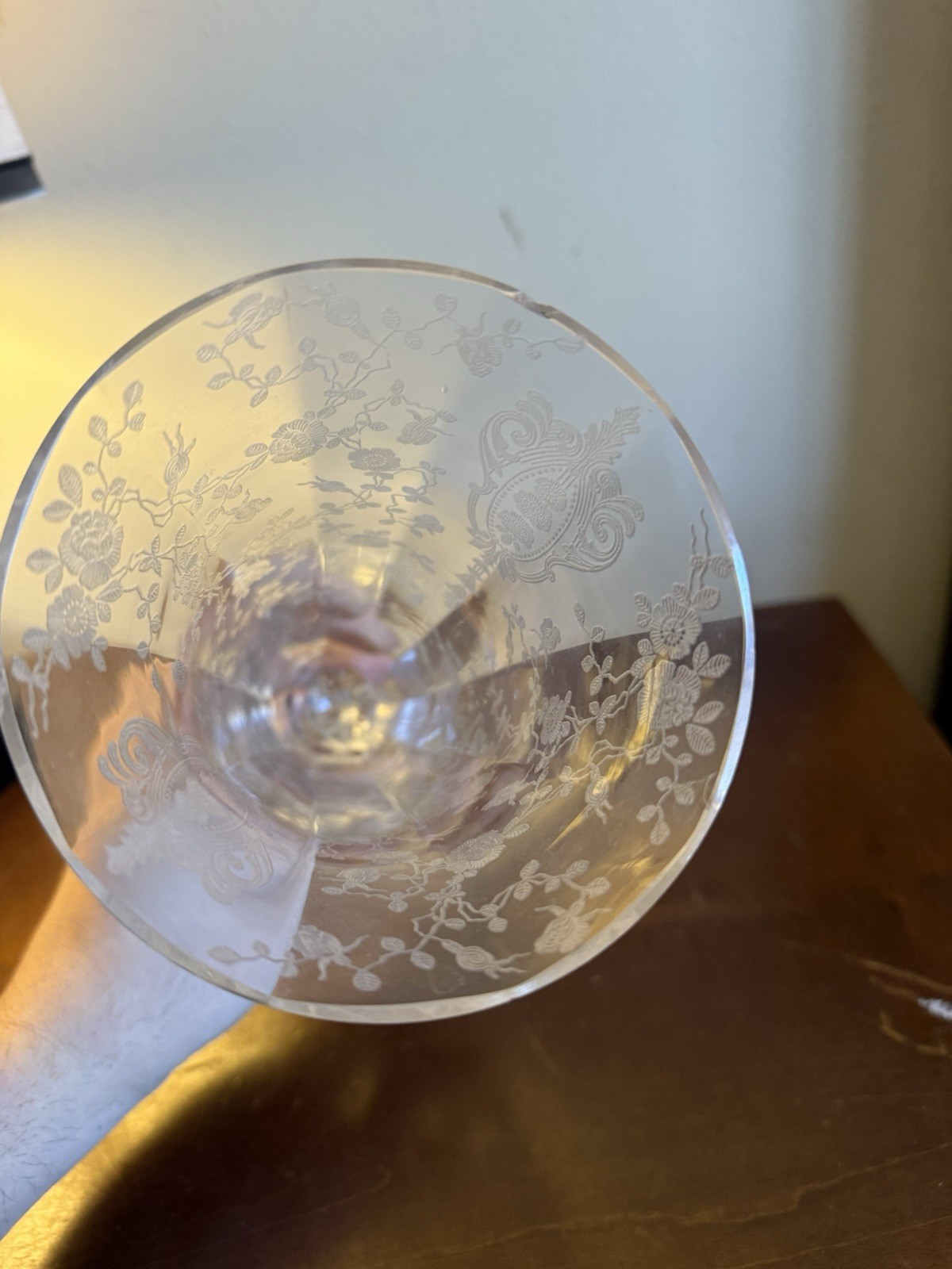 Cambridge Crystal Rose Point 12″ Footed Keyhole Vase #1238