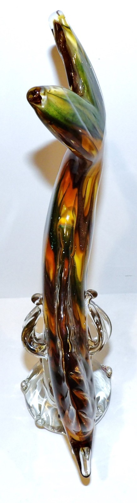 MURANO ART GLASS TROPICAL FISH YELLOW GREEN BROWN AVENTURINE 13″ SCULPTURE