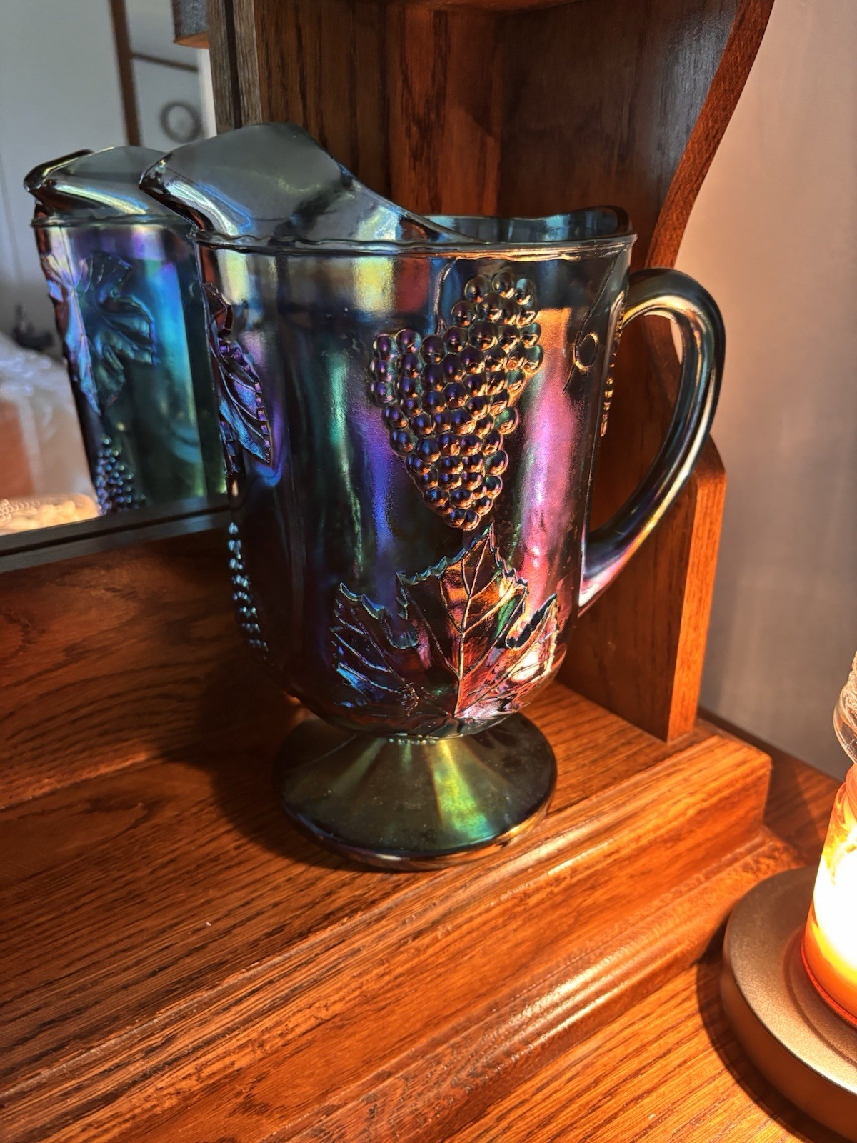 Indiana Glass Company Blue Iridescent Carnival Glass 7 piece set