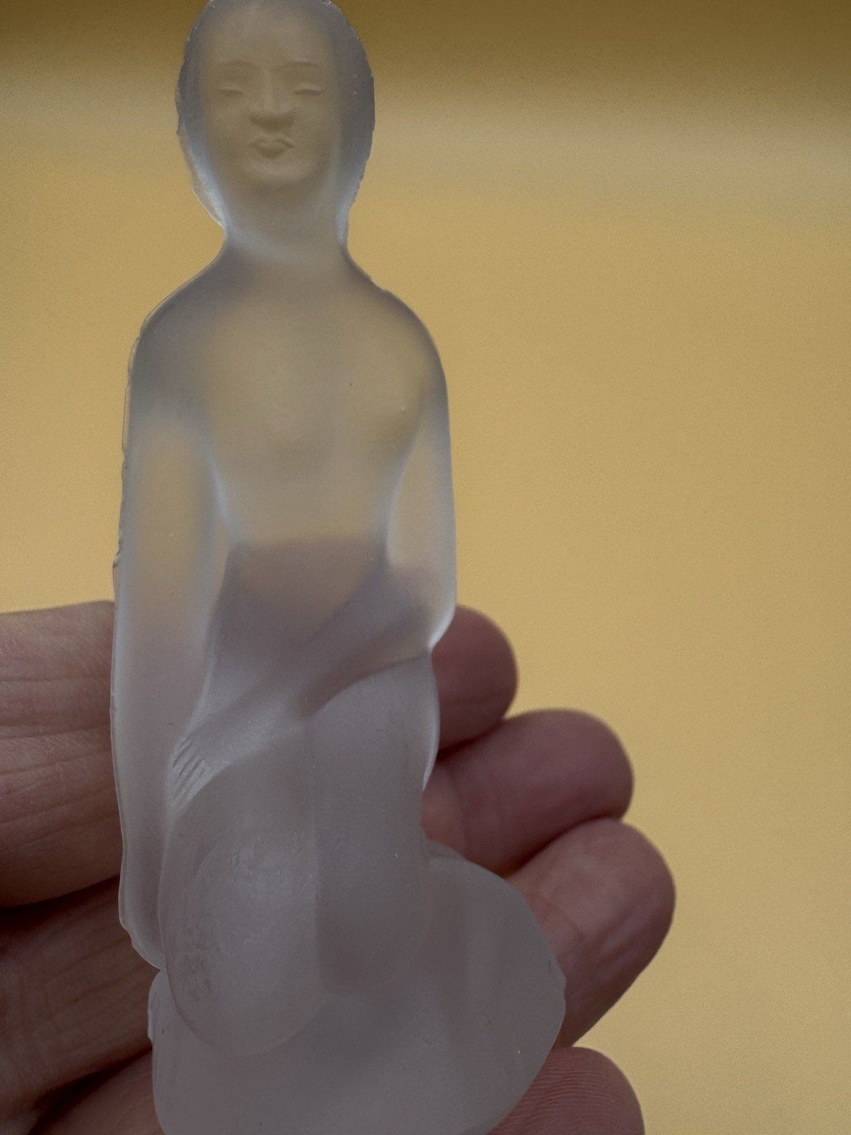 Vintage Copenhagen Satin Glass Nude Lady on a Rock Holmegaard Kastrup Danish