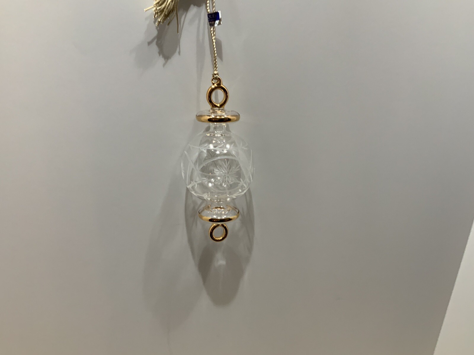 Marquis Waterford Crystal Etched Clear And Gold 6” Ornament