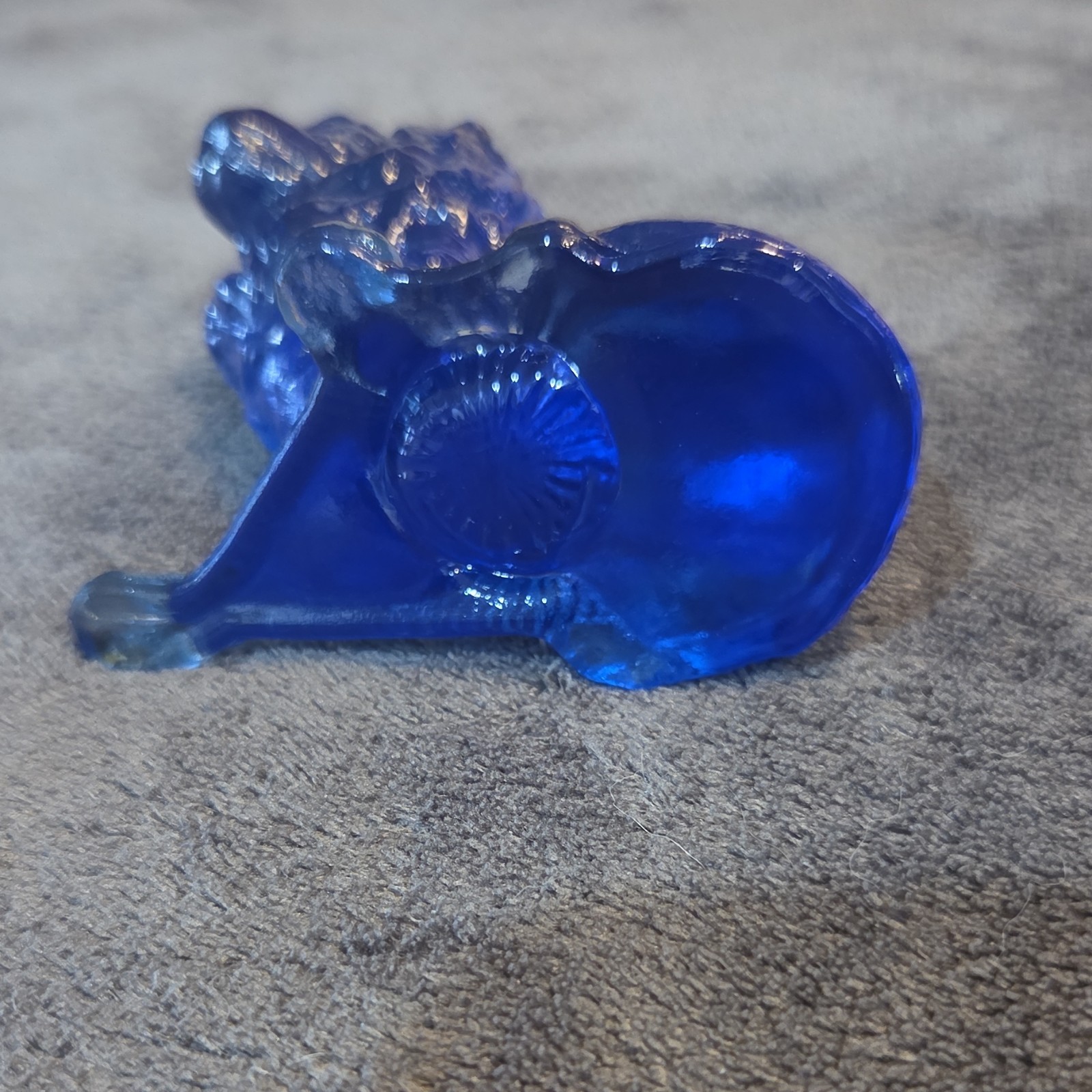 Blue Pressed Glass Lion Figurine Solid Decorative Animal Decor