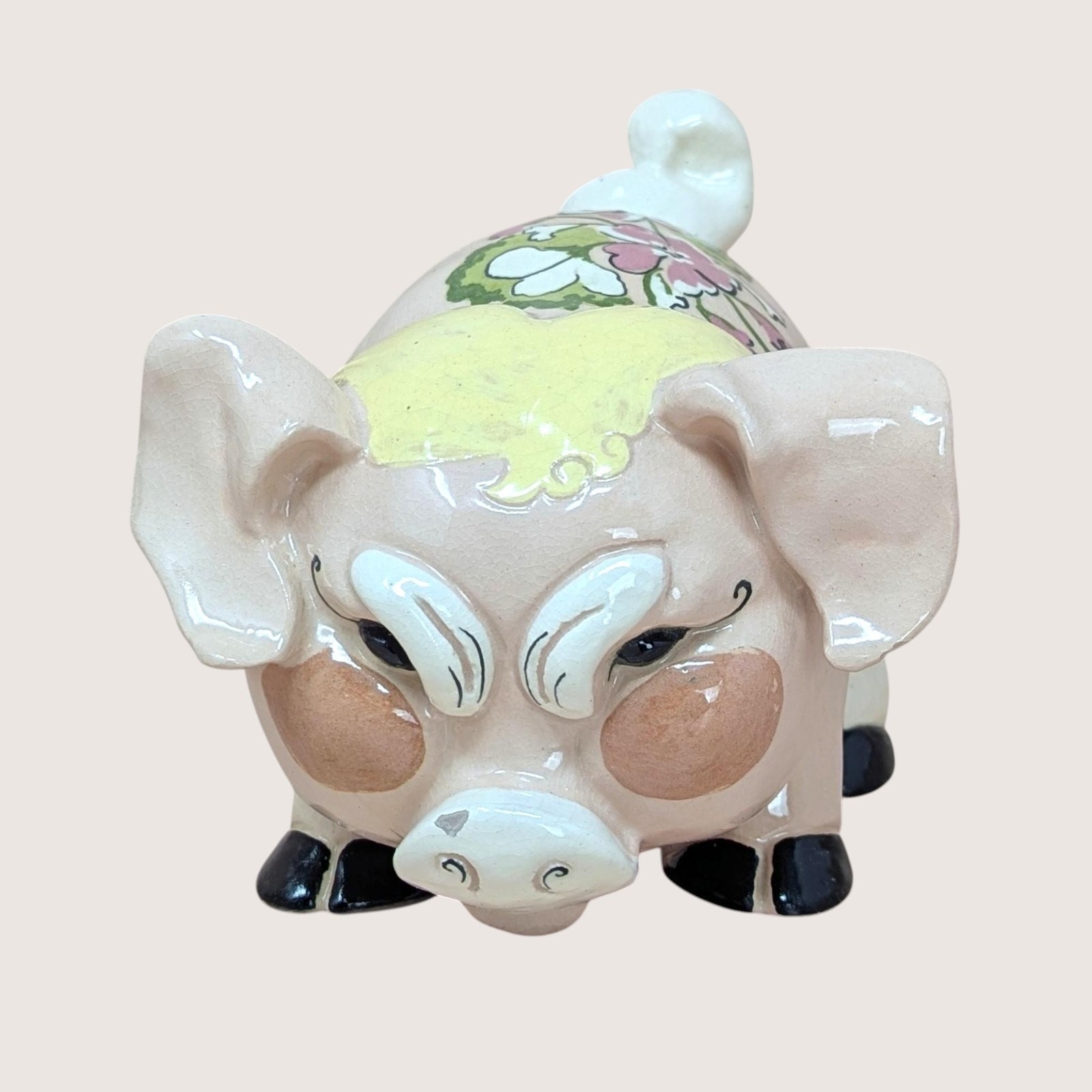 1940s Vintage Kay Finch Grumpy Pig Ceramic California Pottery Figurine
