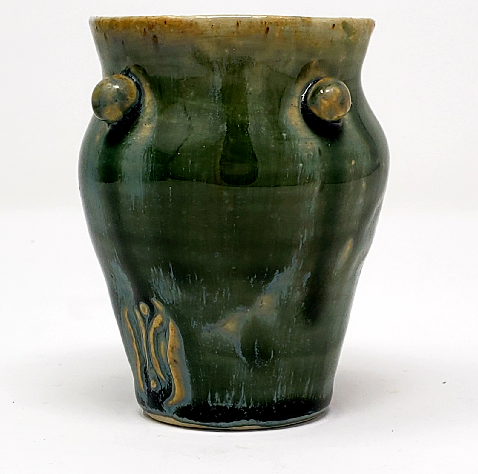 Art Pottery, Porcelain Vase Jar; Signed “Butterfly” Stamp; Studio Pottery 3 3/8″