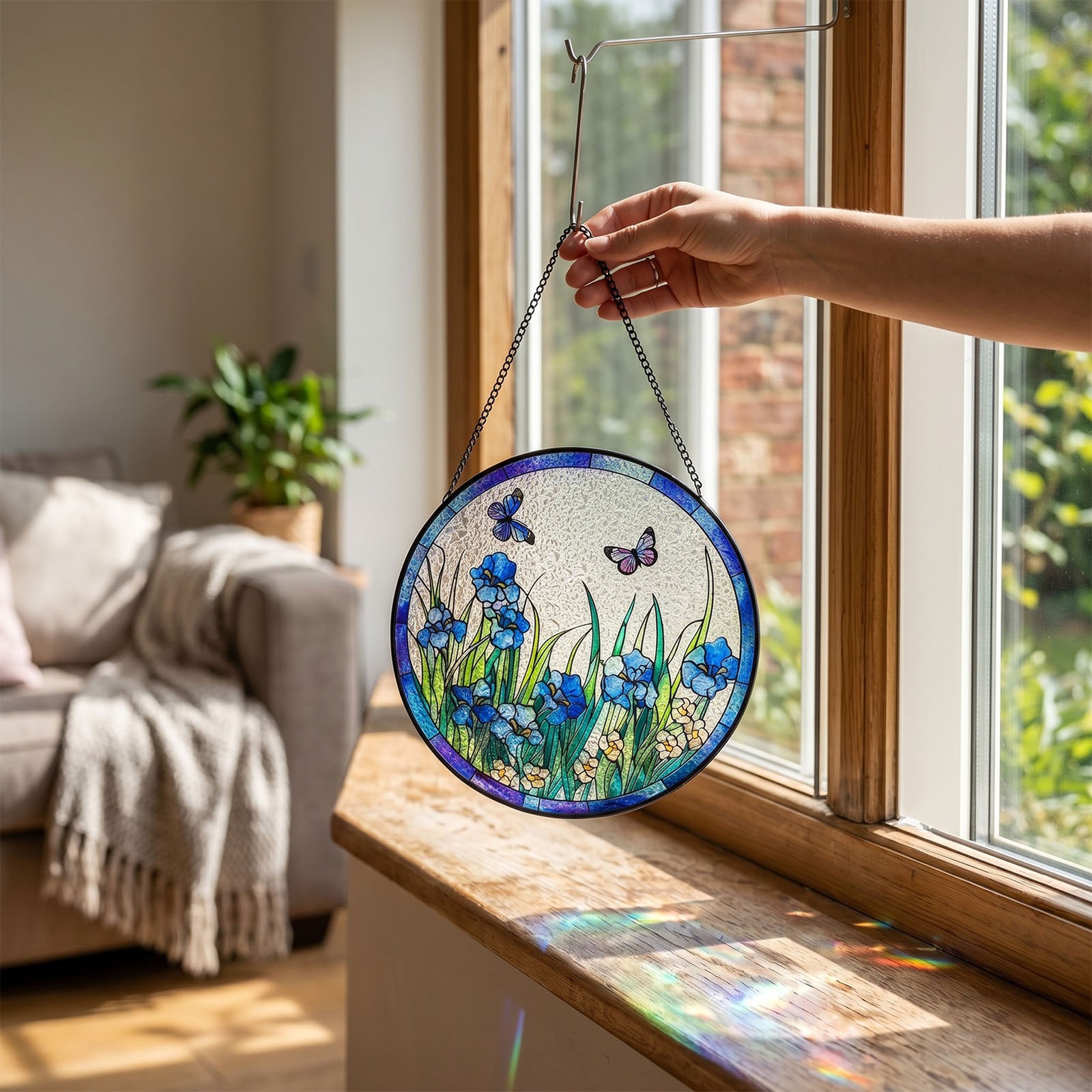 Stained Glass Sun Catcher Vibrant Color Home Living Room Bedroom Decor V1