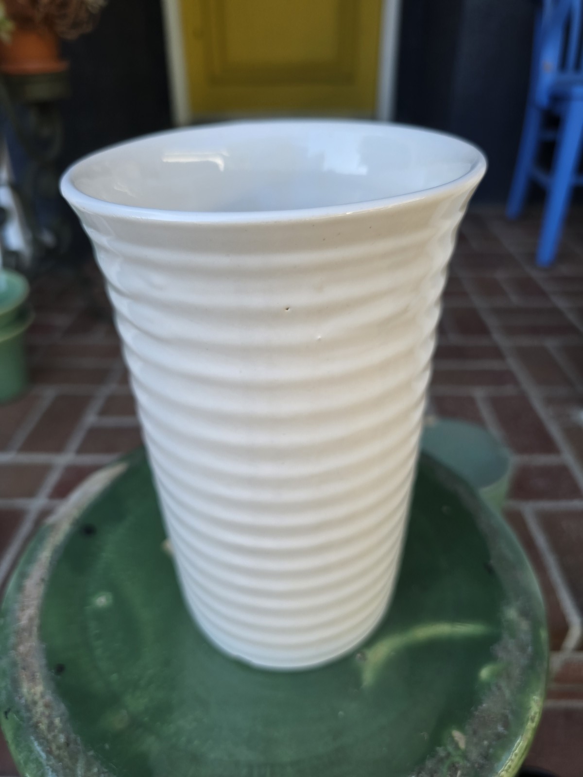 Bauer Ringware Cylinder Vase White