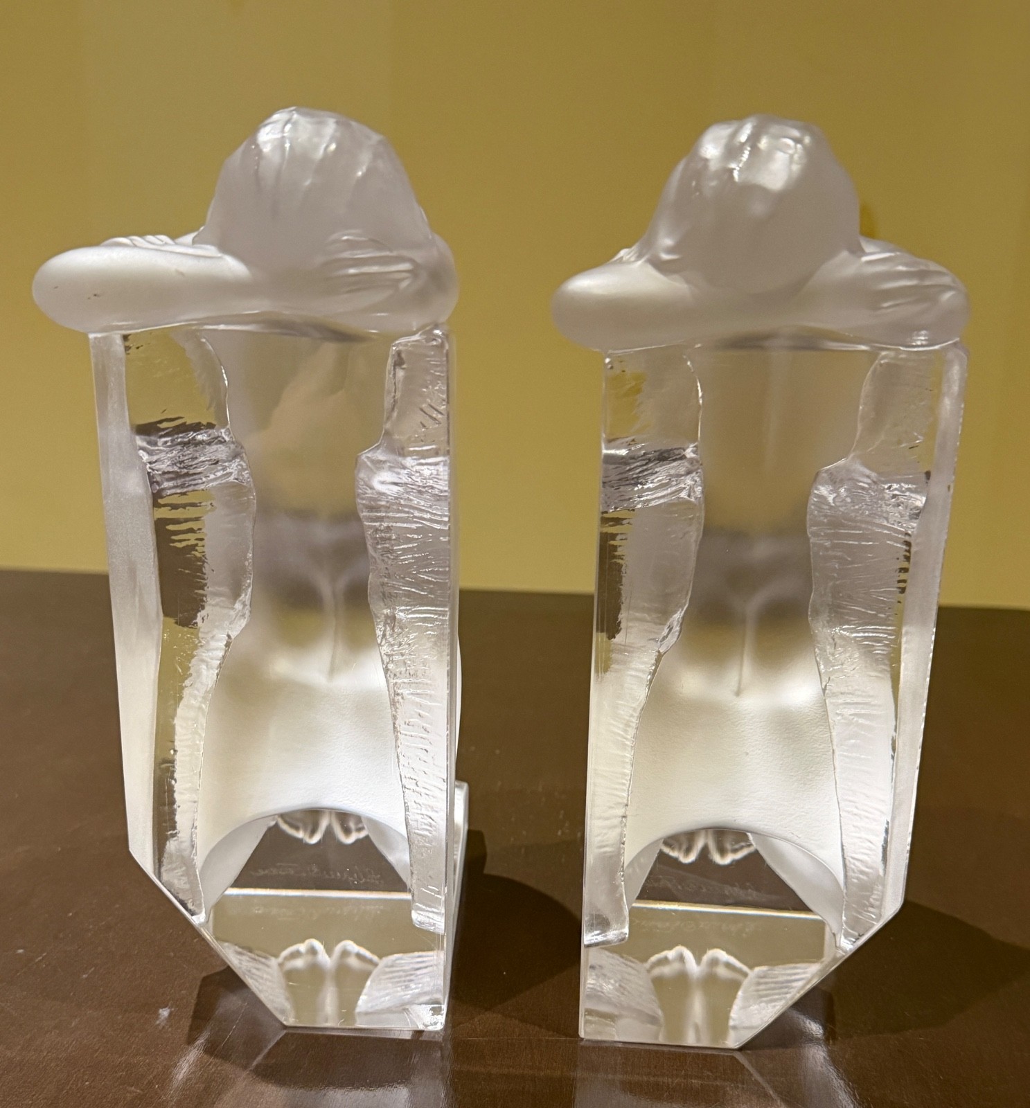 Pair of Lalique Reverie Nude Figure Bookends