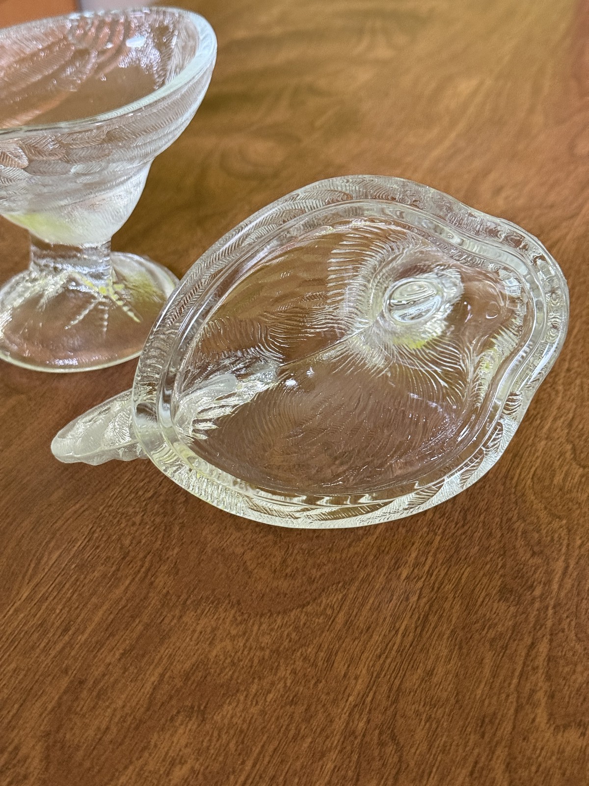 Vintage Clear Glass Rooster Chicken Covered Candy Dish 9″ High