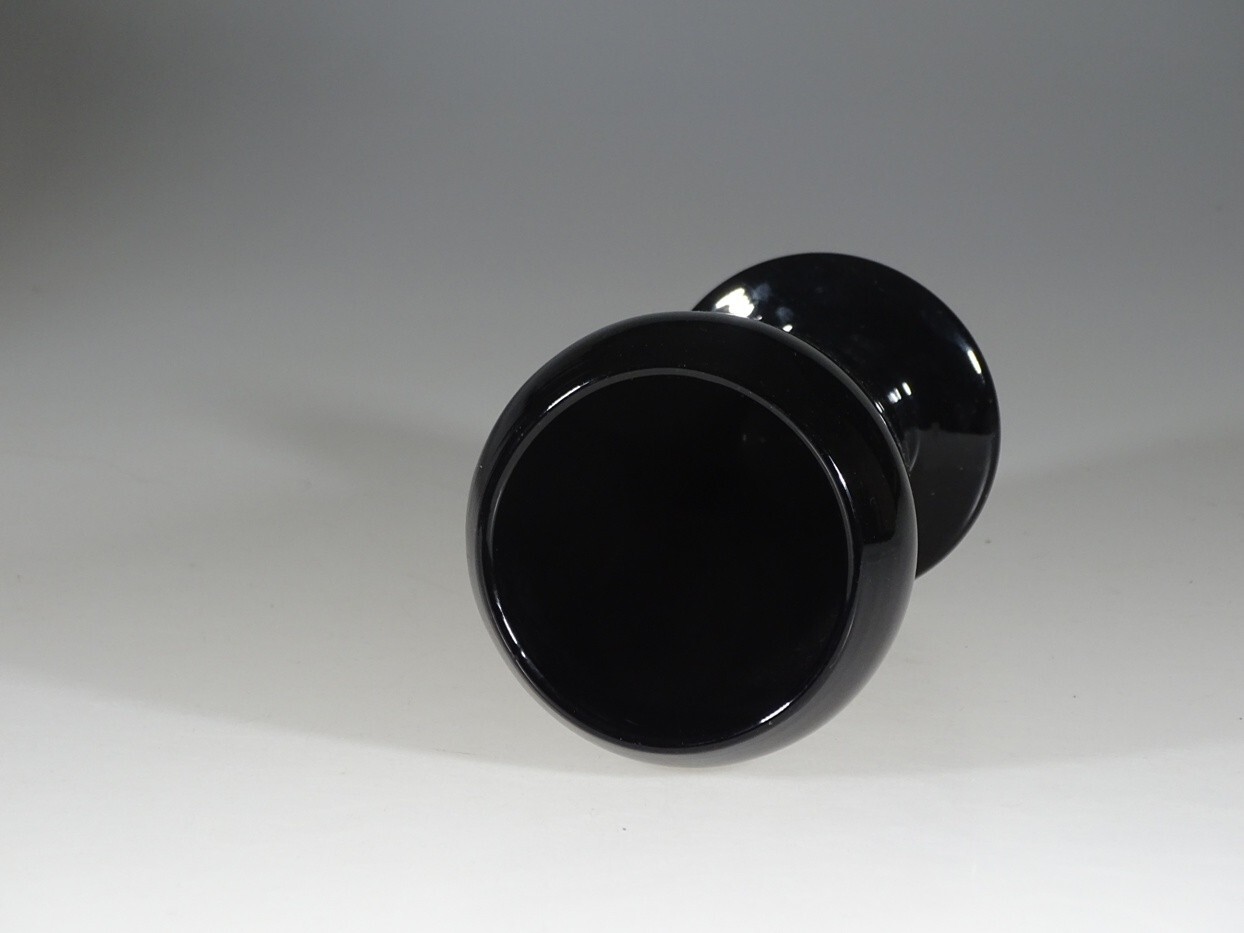 Deco Tiffin Black Glass #151 Cupped Dahlia Vase c.1930