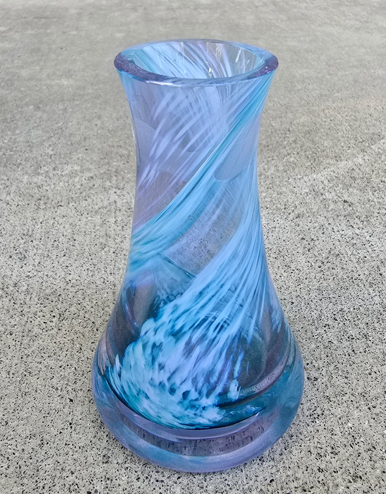 Caithness Scotland Lilac Purple Green White Swirl Art Glass Bud Vase 3 7/8″