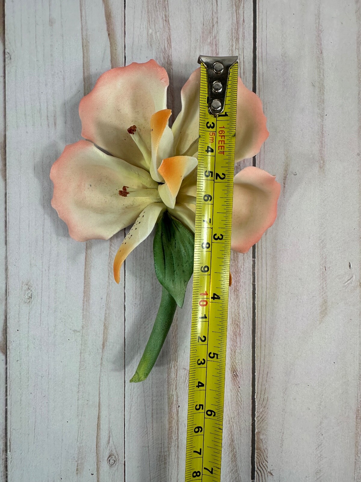 Vintage Bisque Porcelain Dea Capodimonte Pink and Yellow Flower Made in Italy